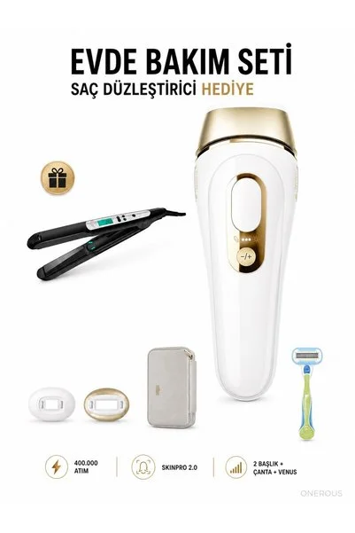 Braun Cilt Tonu Sensörlü, 2 Akıllı Başlıklı ( Yüz & Vücut) Ev Tipi Lazer Epilasyon Cihazı Set, Uzun Ömürlü