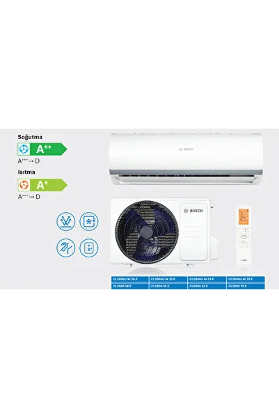 Bosch Climate CL2001U W 35 E 12000 BTU İnverter Split Klima R32 A++ (Montaj Dahil) 2025 Yeni - Beyaz