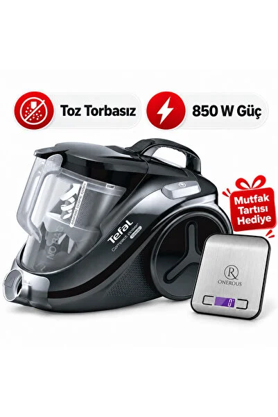 TEFAL Compact Power Cyclonic 1,5 L Kapasiteli Toz Torbasız Süpürge mutfak tartısı Hediye(Onerous)