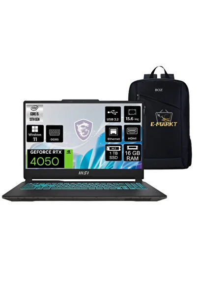 MSI CYBORG 15 A13VE-1252XTR Intel Core i5 13420H 16GB 1TB SSD RTX4050 Wın11 15.6" 144Hz+Boz Çanta