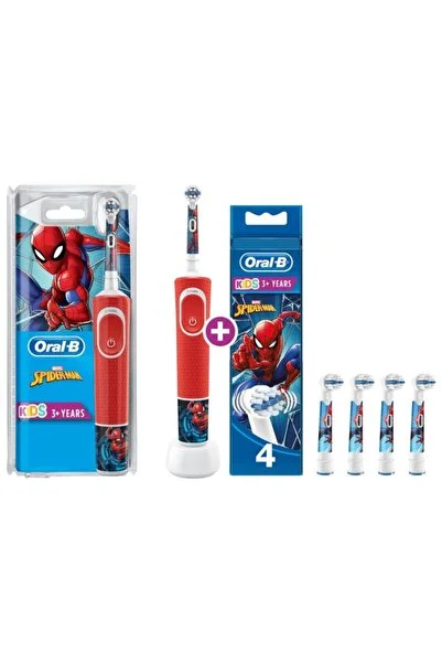 Oral-B D100 Çocuklar İçin Şarjlı Diş Fırçası Marvel Spiderman Yedek Başlık 4'lü