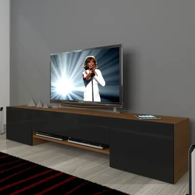 Decoraktiv 1E1SLM Ceviz Siyah Tv Ünitesi Tv Sehpası