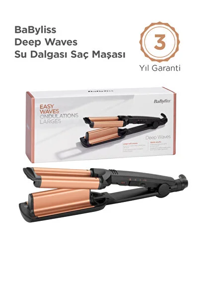 BABYLİSS Deep Waves 200 Derece 3 Isı Ayarlı Turmalin Seramik Kaplama Plaka Su Dalgası Wag Saç Maşası W2447E
