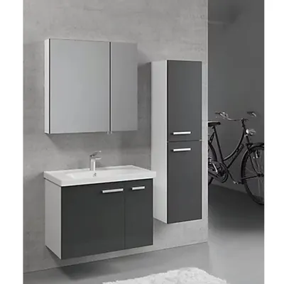 Denko Terra 80 cm Mdf Antrasit Gri Banyo Dolabı Takımı