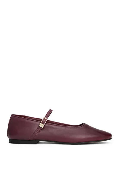 Tommy Hilfiger Deri Bordo Kadın Babet FW0FW09152H04