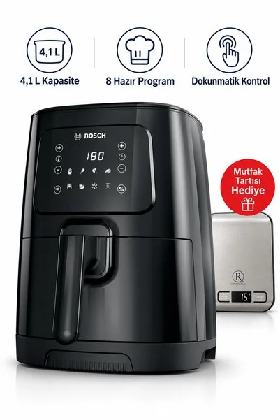 Bosch Dijital Airfryer 4,1 L Kapasite 8 Hazır Program Mutfak Tartısı Hediye