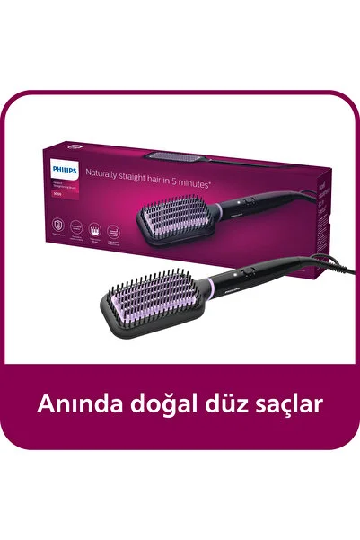 Philips Düzleştirici Tarak, Anında Doğal Düz, Pürüzsüz Kabarmayan Saçlar, BHH880/00