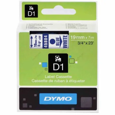 Dymo D1 45804 Beyaz-Mavi 19mm x 7m Şerit