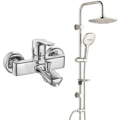 E.C.A Luna Banyo Bataryası ve T-May Paslanmaz Krom Banyo Ayvacık Elips Tepe Duş Takımı Seti