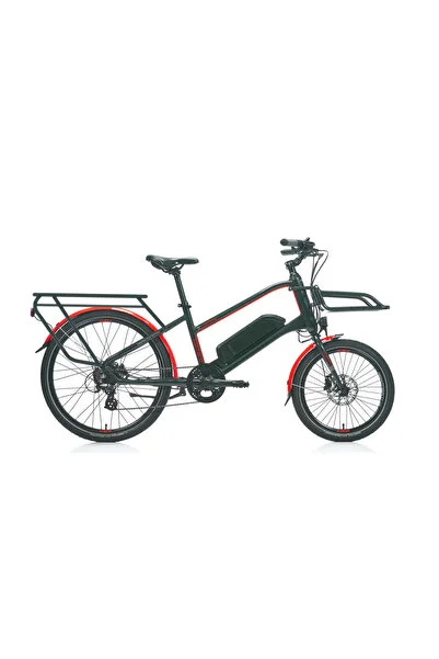 Carraro eLorry 2.1 Unisex Mini Velo 7-V HD Elektrikli Şehir Bisikleti - Mat Siyah-Kırmızı-Gri - 46 Cm