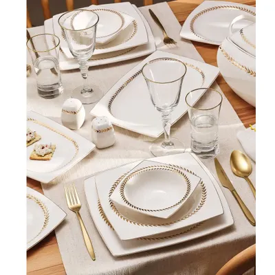 Emsan Başak Fine Bone 60 Parça 12 Kişilik Kare Yemek Takımı Gold