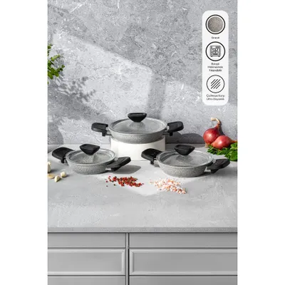 Emsan Fortis Granit 6 Parça Sahan Set Gri
