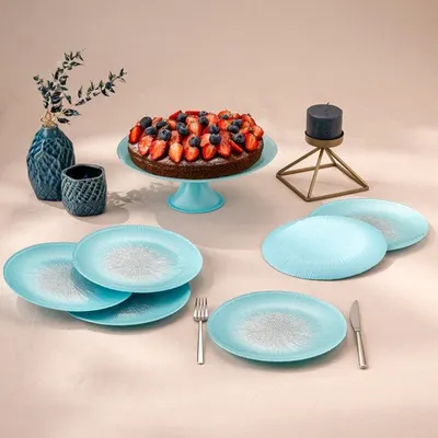 Emsan Pastel 7 Parça Cam Pasta / Tatlı Seti Pembe