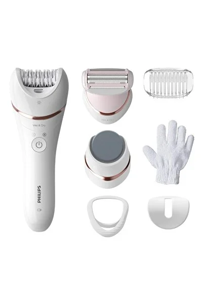 Philips Epilator umed si uscat Seria 8000 BRE730/10, 7 accesorii, 32 pensete, utilizare fara fir, 2