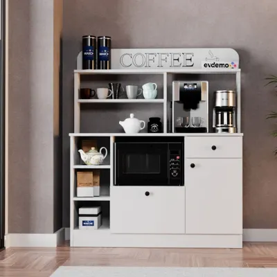 Evdemo Barista Kahve Köşesi Çok Amaçlı Dolap Beyaz