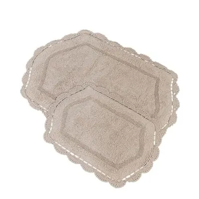 Evidea Soft Lace 2'li Banyo Paspası - Bej - 40x60 cm + 60x90 cm