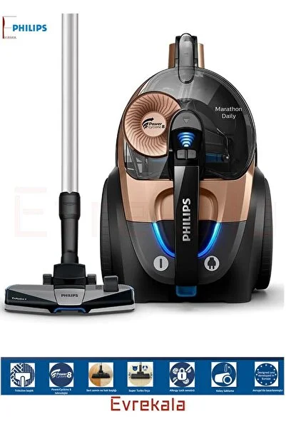 Philips Evrekala Toz Torbasız Süpürge Philips Marathon Turbo Başlık Hayvan Dostu Yetkili Satıcı Evrekala