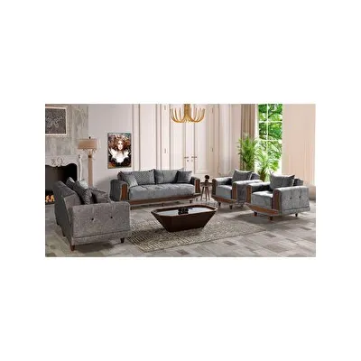 Eymense Adel 3+3+1+1 Gri Çekyatlı Koltuk Takımı