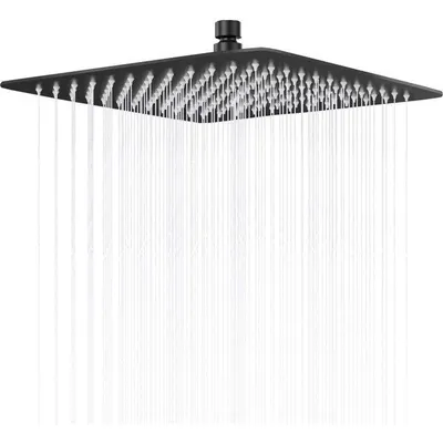 Fause Tepe Duş Başlığı Kare Slim 304 Metal 25x25 Cm Siyah Ktd102-b