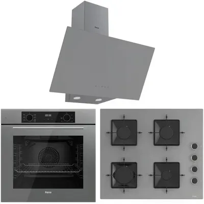 Ferre Flowart QBL63CPR - SS208 - D079 Gri 3'lü Ankastre Set