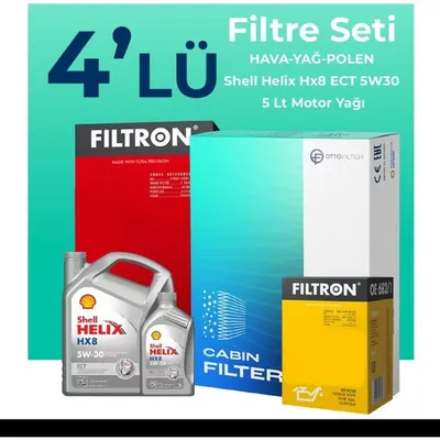 Filtron Kia Sportage 1.6 T-GDI Shell Motor Yağlı 2016-2021 4'lü Filtre Bakım Seti