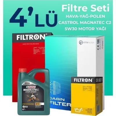 Filtron Skoda Fabia 1.4 Dizel Castrol Motor Yağlı 2004-2008 4'lü Filtre Bakım Seti