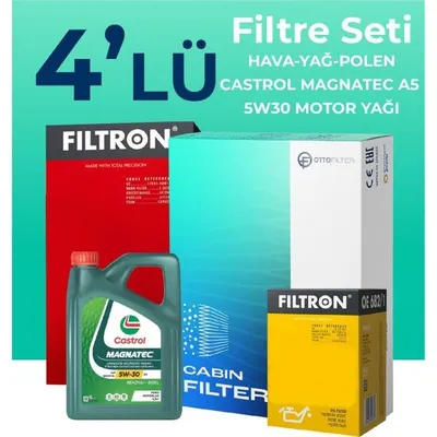 Filtron Skoda Rapid 1.4 TSI Castrol Motor Yağlı 2015-2017 4'lü Filtre Bakım Seti