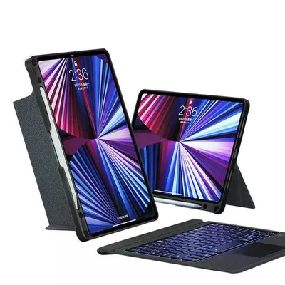 Fuchsia Apple iPad Air 11 inç 2021 4. Nesil Uyumlu Mag Touch Bluetooth Klavyeli Standlı Mıknatıslı Tablet Kılıfı