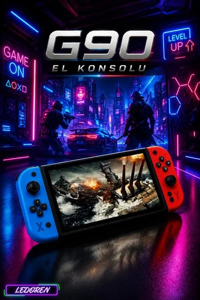 L'eDoren G90 7 İnç IPS Retro El Oyun Konsolu 10000+ Oyun 4000mAh Taşınabilir Konsol