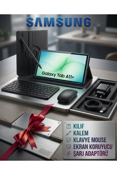 Samsung Galaxy Tab A11+plus 11'' Klavye Mouse+Kılıf+Kalem+Ekran Koruyucu+Şarj Adaptörü Hediyeli
