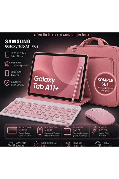 Samsung Galaxy Tab A11+ PLUS 6gb 128gb 11'' TABLET+PEMBE AKSESUAR SETİ