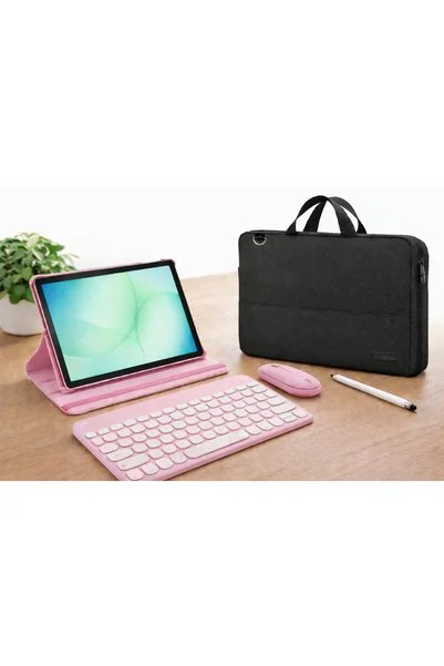 Samsung Galaxy Tab A11+ Plus 6gb 128gb 11'' Uyumlu Tablet+pembe Kilif+rose Kalem+pembe Klavye+mouse+Çanta