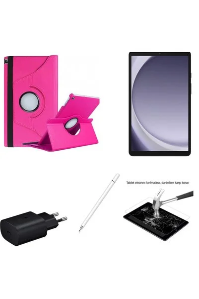 Samsung Galaxy Tab A9 8/128 GB 9 Inch GRAFİT Tablet + PEMBE Kılıf +Kalem+SARJ BAŞLIĞI (TÜRKİYE GARARANTİLİ)