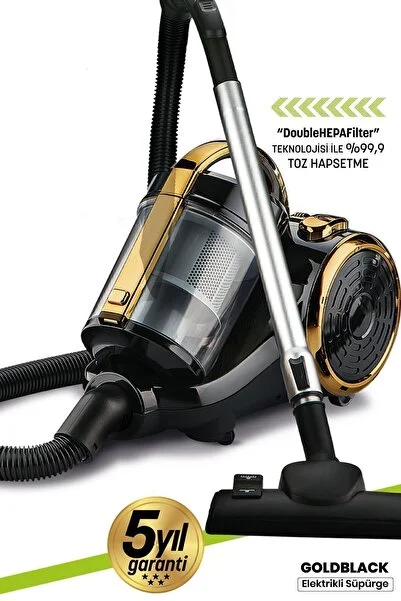 GOLDMASTER Goldblack Hepa Filtreli 3 Litre Kapasiteli Hız Ayarlı Toz Torbasız Cyclone Elektrikli Süpürge
