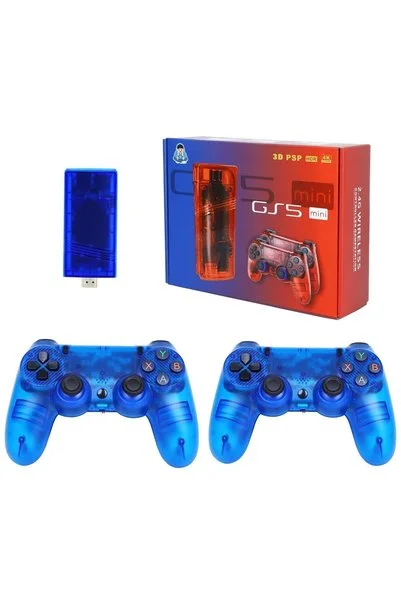 HADRON GS5 MINI Retro Oyun Konsolu Stick HDMI Çift GamePad 64 GB Mavi