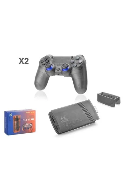 HADRON GS5 MINI Retro Oyun Stick HDMI Çift GamePad Seti 64 GB Hafıza Kartlı 2.4G Kablosuz Siyah