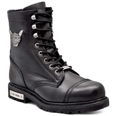 Harley Davidson Colmar 025M100553-B14-04 Siyah Baskılı Deri Erkek Bot