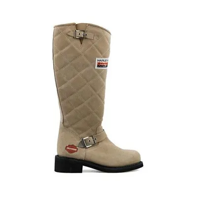 Harley Davidson Laconia HI 646 025G100074-C3235 Krem Süet Kadın Çizme