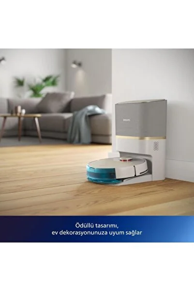 Philips HomeRun 7000 Serisi Aqua XU7100/02 Çöp İstasyonlu Beyaz Gold Akıllı Robot Süpürge