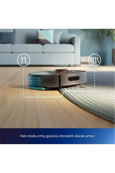 Philips HOMERUN Aqua Islak Kuru ve Mop Özellikli, Ultra Emiş Gücü, EPA11 Filtre, 180DK Çalışma,Robot Süpürge
