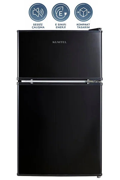 KUMTEL HTMF-90EB 87 L Çift Kapılı Mini Buzdolabı - Siyah