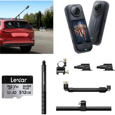 Insta360 X5 Siyah Aksiyon Kamerası - Araç Kiti