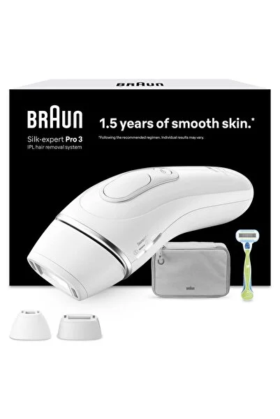 Braun IPL Silk·expert Pro 3, Evde Lazerle Tüy Alma, Çanta, Gillette Venus, 2 Başlık, PL3122