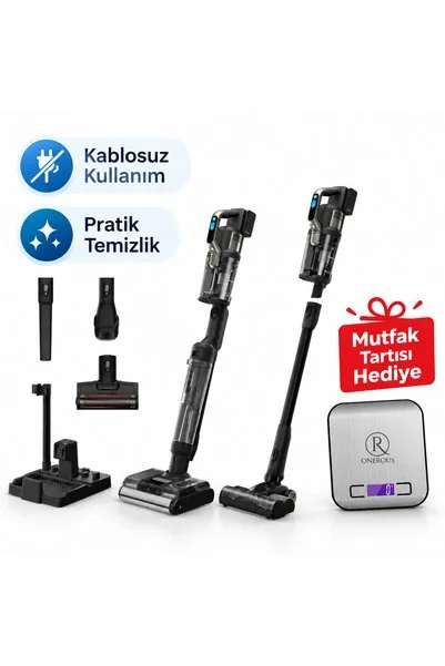 Grundig Islak ve Kuru Şarjlı Dikey Süpürge Antrasit Gri mutfak tartısı Hediye(Onerous)