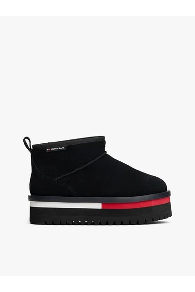 Tommy Hilfiger Kadın Süet Platform Tabanlı Kar Botu - Siyah