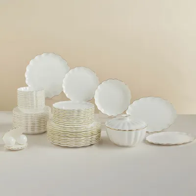 Karaca Fine Pearl Extra Shell 55 Parça 12 Kişilik Yemek Takımı Gold