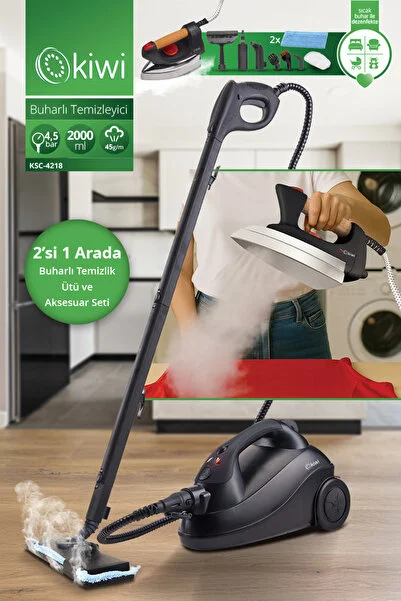 Kiwi Kazanlı Ütüye Dönüşebilen Buharlı Temizleyici, Ksc 4218, 2000W / ml, 15 aksesuar