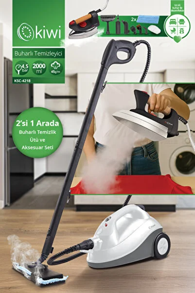 Kiwi Kazanlı Ütüye Dönüşebilen Buharlı Temizleyici, Ksc 4218, 2000W / ml, 15 aksesuar - PH