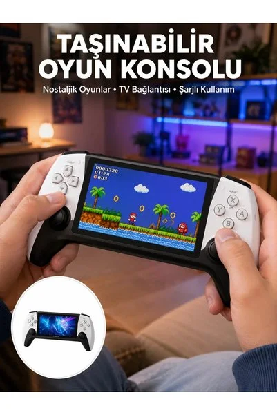 EGE YAPI Kompakt ve Hafif Retro Oyun Konsolu 1000 Klasik Oyun Dahil