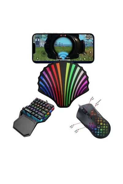 HANDJOY Kugamer M4 Süper Üçlü Set - 2000hz Pubg Mobile Klavye Mouse Akıllı Konsol Dönüştürücü Sadece Android